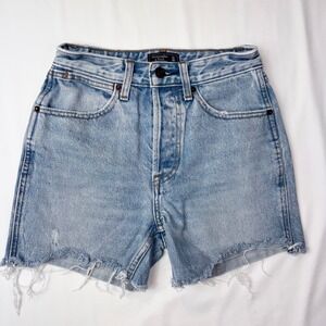 Abercrombie & Fitch Annie High Rise Denim Shorts Distressed Frayed‎ Raw Hem